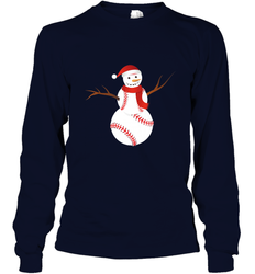 Snowman Baseball Christmas Long Sleeve T-Shirt