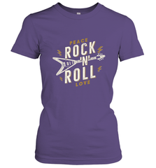 Peace Rock and Roll Love Music Guitar Retro Hippie Women's T-Shirt Women's T-Shirt - FordPhuMy