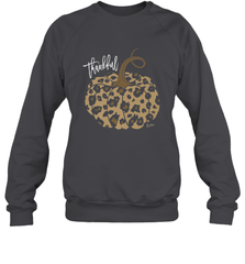 Mens Womens Thankful Pumpkin Fall Leopard Print Crewneck Sweatshirt Crewneck Sweatshirt - FordPhuMy