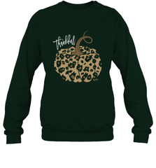 Mens Womens Thankful Pumpkin Fall Leopard Print Crewneck Sweatshirt Crewneck Sweatshirt - FordPhuMy
