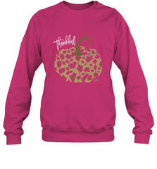 Mens Womens Thankful Pumpkin Fall Leopard Print Crewneck Sweatshirt Crewneck Sweatshirt - FordPhuMy