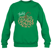 Mens Womens Thankful Pumpkin Fall Leopard Print Crewneck Sweatshirt Crewneck Sweatshirt - FordPhuMy