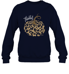 Mens Womens Thankful Pumpkin Fall Leopard Print Crewneck Sweatshirt Crewneck Sweatshirt - FordPhuMy