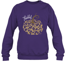 Mens Womens Thankful Pumpkin Fall Leopard Print Crewneck Sweatshirt Crewneck Sweatshirt - FordPhuMy