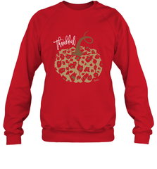 Mens Womens Thankful Pumpkin Fall Leopard Print Crewneck Sweatshirt Crewneck Sweatshirt - FordPhuMy