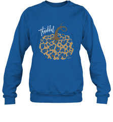 Mens Womens Thankful Pumpkin Fall Leopard Print Crewneck Sweatshirt Crewneck Sweatshirt - FordPhuMy