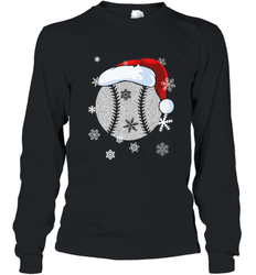 Baseball Ball Christmas Santa Hat Snowflakes Gift  Baseball Long Sleeve T-Shirt