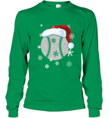 Baseball Ball Christmas Santa Hat Snowflakes Gift  Baseball Long Sleeve T-Shirt Long Sleeve T-Shirt - FordPhuMy