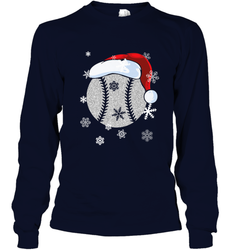Baseball Ball Christmas Santa Hat Snowflakes Gift  Baseball Long Sleeve T-Shirt