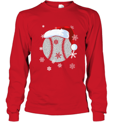 Baseball Ball Christmas Santa Hat Snowflakes Gift  Baseball Long Sleeve T-Shirt Long Sleeve T-Shirt - FordPhuMy