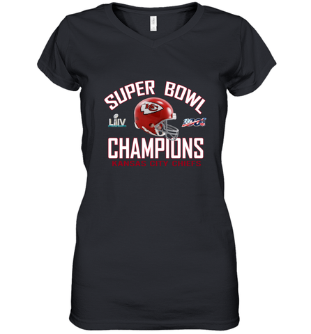 NFL super bowl Kansas City Chiefs Logo Helmet champions Women's V-Neck T-Shirt Women's V-Neck T-Shirt / Black / S Women's V-Neck T-Shirt - FordPhuMy