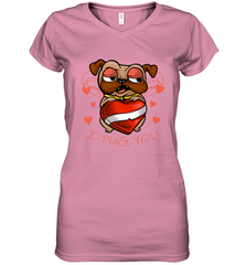 I Pug You Cute Valentines Day Love Heart Pug Dog Valentine Women's V-Neck T-Shirt Women's V-Neck T-Shirt - FordPhuMy
