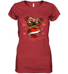 I Pug You Cute Valentines Day Love Heart Pug Dog Valentine Women's V-Neck T-Shirt Women's V-Neck T-Shirt - FordPhuMy