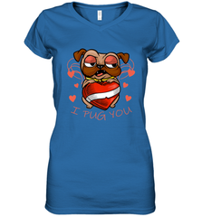 I Pug You Cute Valentines Day Love Heart Pug Dog Valentine Women's V-Neck T-Shirt Women's V-Neck T-Shirt - FordPhuMy