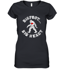 Bigfoot Heart Valentine's Day Lover Art Graphics Great Gift Women's V-Neck T-Shirt Women's V-Neck T-Shirt - FordPhuMy