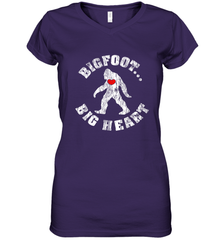 Bigfoot Heart Valentine's Day Lover Art Graphics Great Gift Women's V-Neck T-Shirt Women's V-Neck T-Shirt - FordPhuMy