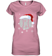 Baseball Ball Christmas Santa Hat Snowflakes Gift  Baseball Women's V-Neck T-Shirt Women's V-Neck T-Shirt - FordPhuMy