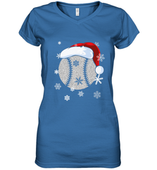 Baseball Ball Christmas Santa Hat Snowflakes Gift  Baseball Women's V-Neck T-Shirt Women's V-Neck T-Shirt - FordPhuMy