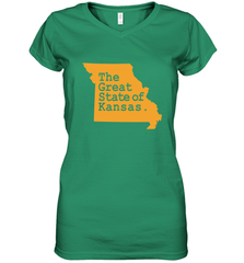 The Great State Of Kansas Women's V-Neck T-Shirt Women's V-Neck T-Shirt - FordPhuMy