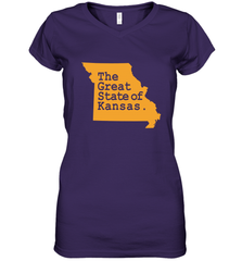 The Great State Of Kansas Women's V-Neck T-Shirt Women's V-Neck T-Shirt - FordPhuMy