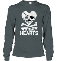 I Steal Hearts Valentine's Day Pirate Skull Art Graphics Long Sleeve T-Shirt Long Sleeve T-Shirt - FordPhuMy