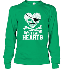 I Steal Hearts Valentine's Day Pirate Skull Art Graphics Long Sleeve T-Shirt Long Sleeve T-Shirt - FordPhuMy