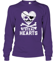 I Steal Hearts Valentine's Day Pirate Skull Art Graphics Long Sleeve T-Shirt Long Sleeve T-Shirt - FordPhuMy