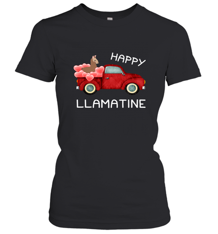 Happy Llamatine funny Valentine Day Llama costume Women's T-Shirt Women's T-Shirt / Black / S Women's T-Shirt - FordPhuMy