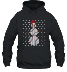 UGLY CHRISTMAS Baseball Snowman Holiday Santa Funny Men Gift Hooded Sweatshirt