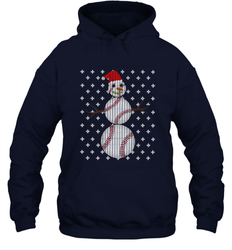UGLY CHRISTMAS Baseball Snowman Holiday Santa Funny Men Gift Hooded Sweatshirt