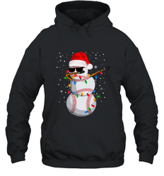 Dabbing Snowman Baseball Christmas Lights Pajama Tee Hooded Sweatshirt