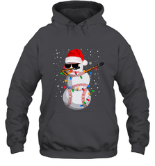 Dabbing Snowman Baseball Christmas Lights Pajama Tee Hooded Sweatshirt Hooded Sweatshirt - FordPhuMy
