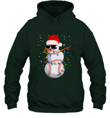 Dabbing Snowman Baseball Christmas Lights Pajama Tee Hooded Sweatshirt Hooded Sweatshirt - FordPhuMy