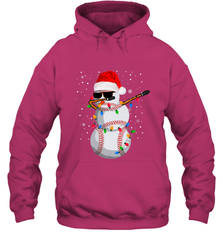 Dabbing Snowman Baseball Christmas Lights Pajama Tee Hooded Sweatshirt Hooded Sweatshirt - FordPhuMy