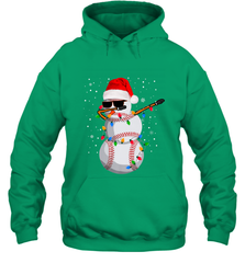 Dabbing Snowman Baseball Christmas Lights Pajama Tee Hooded Sweatshirt Hooded Sweatshirt - FordPhuMy