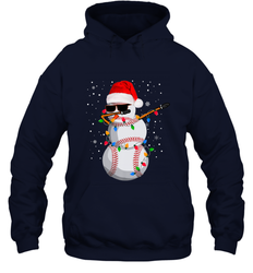 Dabbing Snowman Baseball Christmas Lights Pajama Tee Hooded Sweatshirt