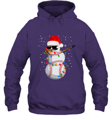 Dabbing Snowman Baseball Christmas Lights Pajama Tee Hooded Sweatshirt Hooded Sweatshirt - FordPhuMy