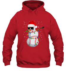 Dabbing Snowman Baseball Christmas Lights Pajama Tee Hooded Sweatshirt Hooded Sweatshirt - FordPhuMy