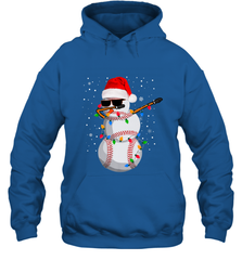 Dabbing Snowman Baseball Christmas Lights Pajama Tee Hooded Sweatshirt Hooded Sweatshirt - FordPhuMy