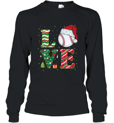 Funny Kid Boys Love Baseball Christmas Ball Santa Hat Gift Long Sleeve T-Shirt