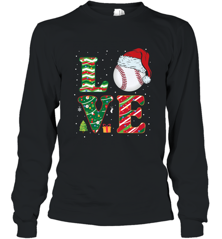 Funny Kid Boys Love Baseball Christmas Ball Santa Hat Gift Long Sleeve T-Shirt Long Sleeve T-Shirt / Black / S Long Sleeve T-Shirt - FordPhuMy