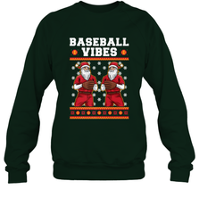 Baseball Vibes Christmas Baseball Player Santa Gift Holiday Crewneck Sweatshirt Crewneck Sweatshirt - FordPhuMy
