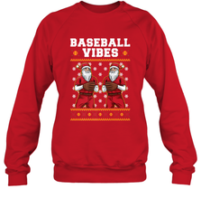 Baseball Vibes Christmas Baseball Player Santa Gift Holiday Crewneck Sweatshirt Crewneck Sweatshirt - FordPhuMy