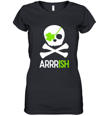 St. Patricks Day Irish Pirate Skull and Cross bones Women's V-Neck T-Shirt Women's V-Neck T-Shirt - FordPhuMy