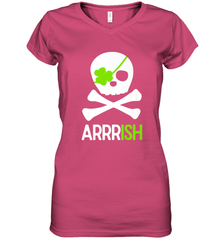 St. Patricks Day Irish Pirate Skull and Cross bones Women's V-Neck T-Shirt Women's V-Neck T-Shirt - FordPhuMy