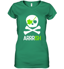 St. Patricks Day Irish Pirate Skull and Cross bones Women's V-Neck T-Shirt Women's V-Neck T-Shirt - FordPhuMy