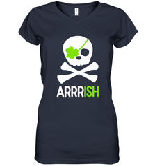 St. Patricks Day Irish Pirate Skull and Cross bones Women's V-Neck T-Shirt Women's V-Neck T-Shirt - FordPhuMy