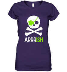 St. Patricks Day Irish Pirate Skull and Cross bones Women's V-Neck T-Shirt Women's V-Neck T-Shirt - FordPhuMy