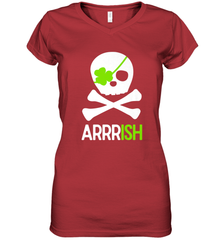 St. Patricks Day Irish Pirate Skull and Cross bones Women's V-Neck T-Shirt Women's V-Neck T-Shirt - FordPhuMy