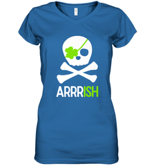 St. Patricks Day Irish Pirate Skull and Cross bones Women's V-Neck T-Shirt Women's V-Neck T-Shirt - FordPhuMy